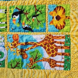 Jungle animal themed handmade quilted blanket
